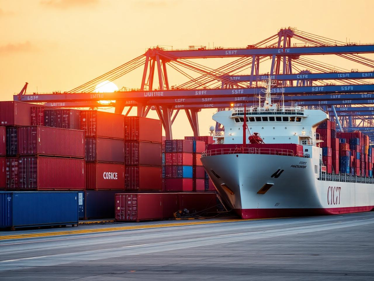 Cargo ship at port for export logistics